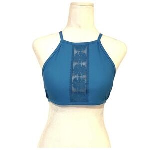 3/$25 NEW aerie High Neck Blue Lace Doily Knit Halter Bikini Swim Top